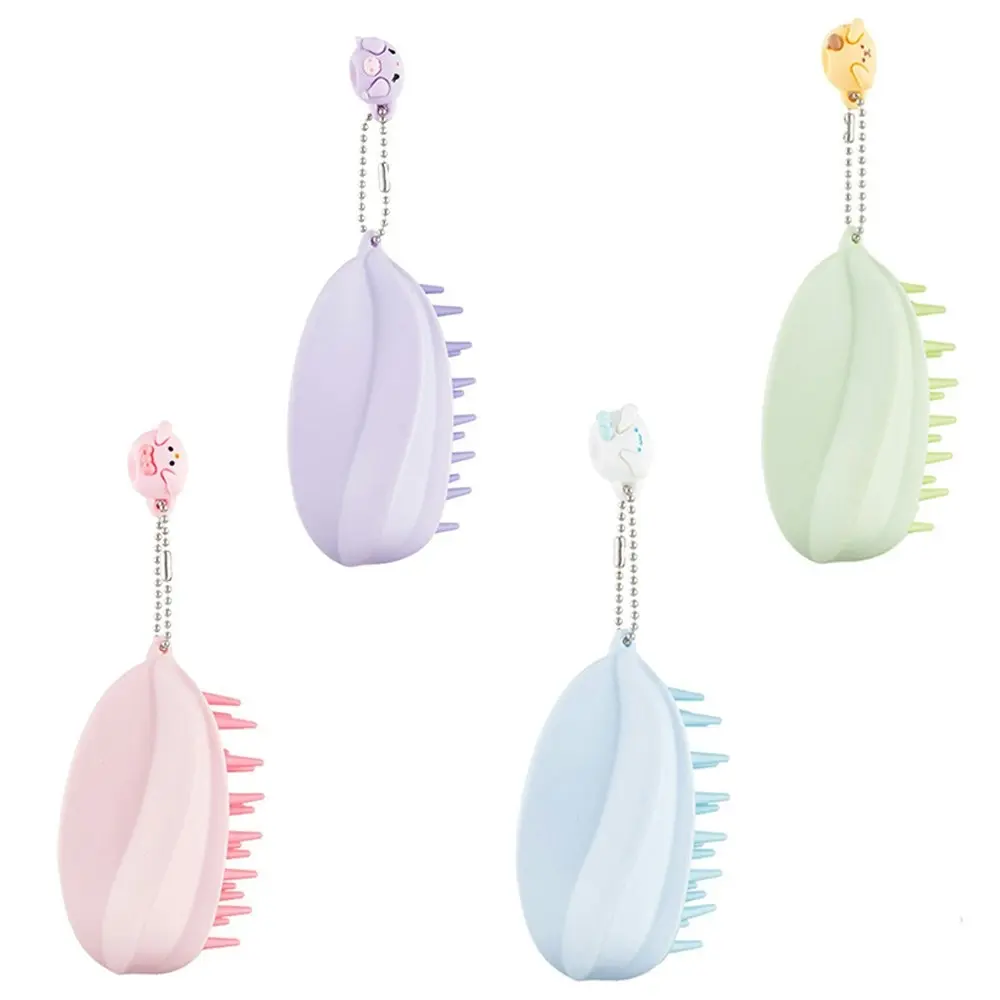 4Pcs Scalp Massage Shampoo Comb Dry and Wet Cleaning Silicone Shampoo Brush - Home & Garden