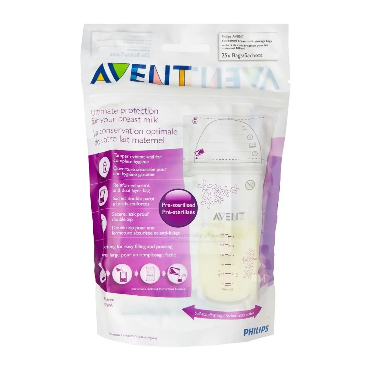 Avent Breast Milk Storage Bags 25 x 180ml - Baby