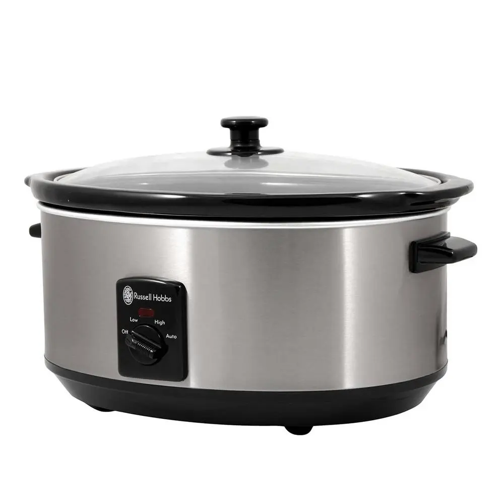 Russell Hobbs RHSC600 Electric 6L/320W Oval Slow Cooker Pot Stainless Steel SLV - Home & Garden