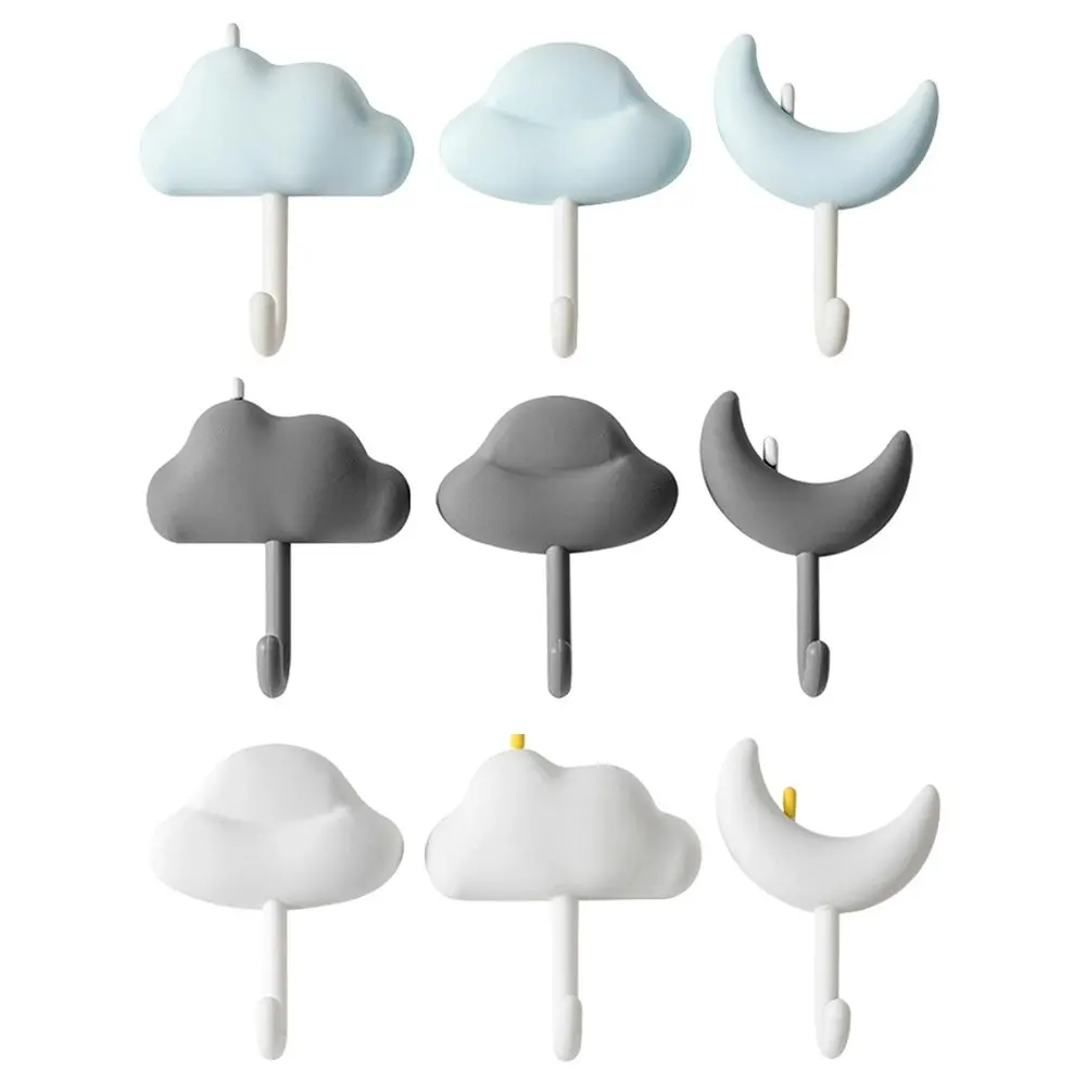 9Pcs Simple Hook Wall Door Self Adhesive Hooks Waterproof Bathroom Sticky Hooks - Home & Garden