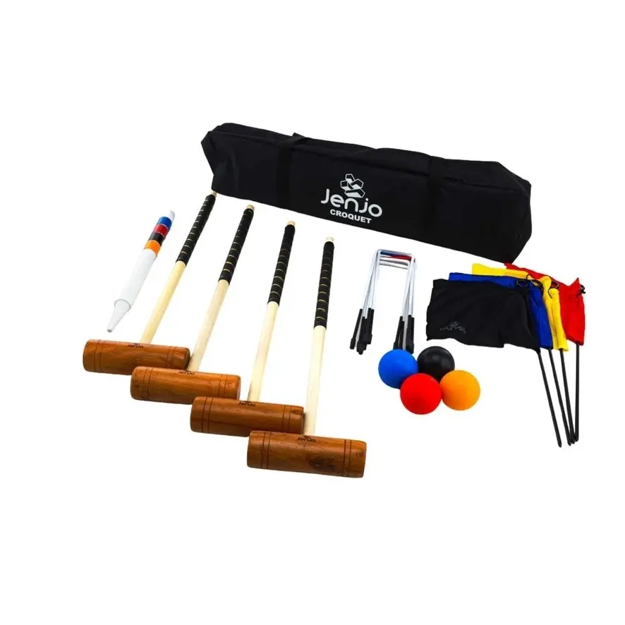Championship Hardwood Croquet Mallet Set Game 4 Player Set w/Carry Bag - Sports & Outdoor