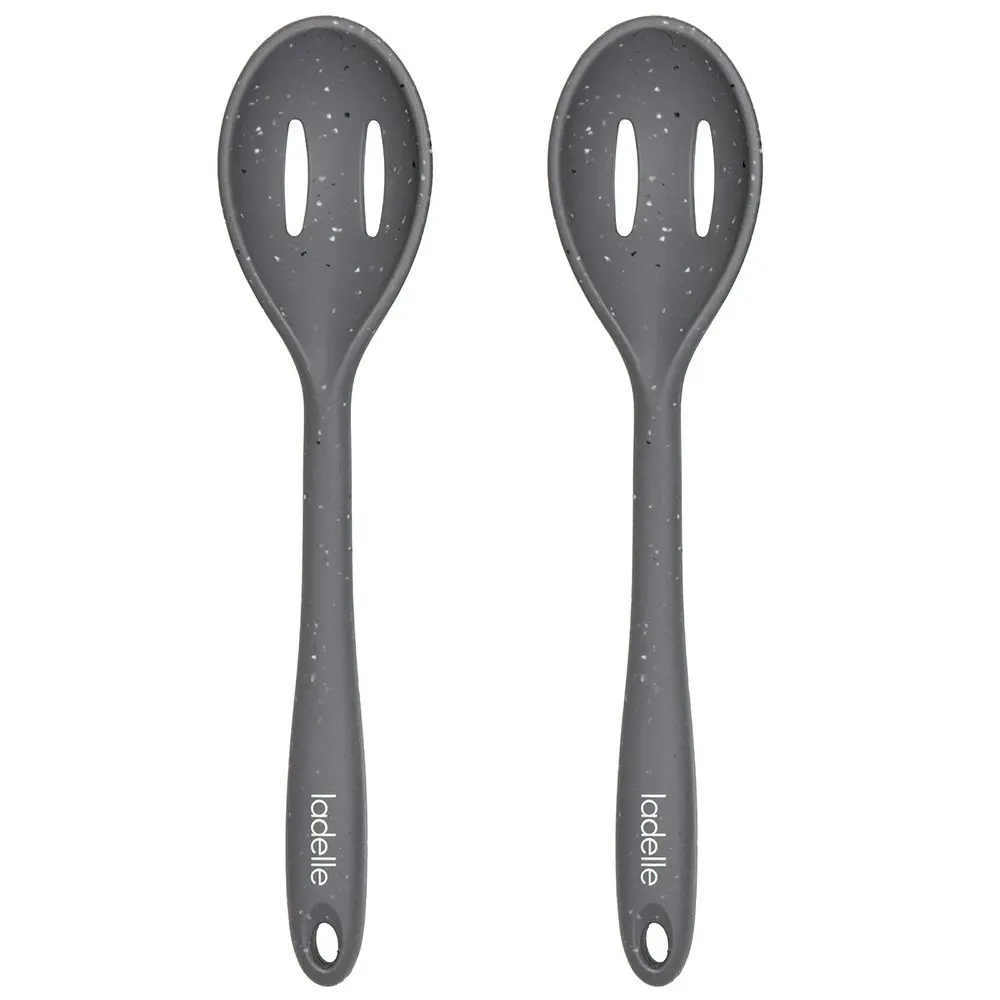 2x Ladelle Craft Grey Speckled Silicone Slotted Spoon Cooking/Serving Utensil - Home & Garden