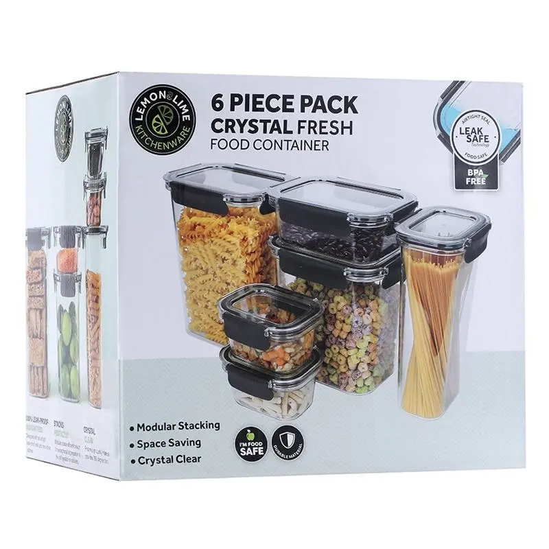 6pc Lemon And Lime Crystal Fresh Air-Tight Food Rice Pasta Storage Containers