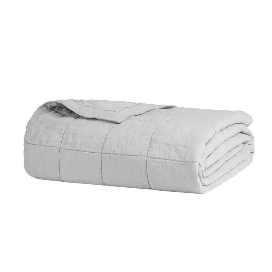Bambury French Flax Linen Quilted Coverlet - Queen/King - Silver