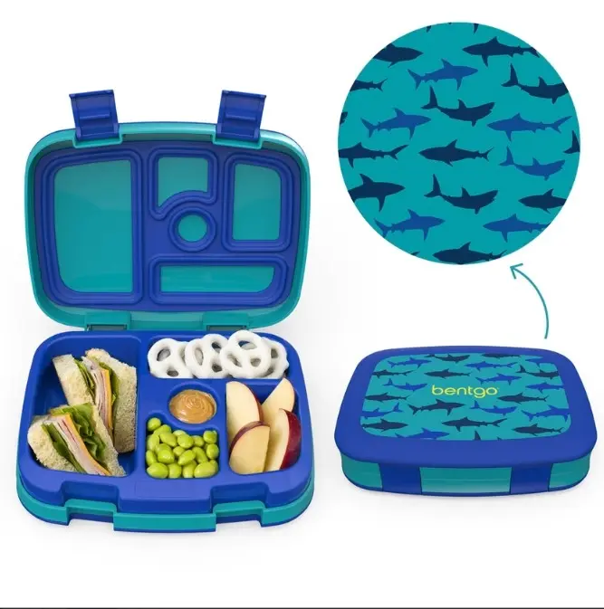 5 x Bentgo Kids Prints Lunch Box Container Storage Shark (Blue/Teal) - Home & Garden