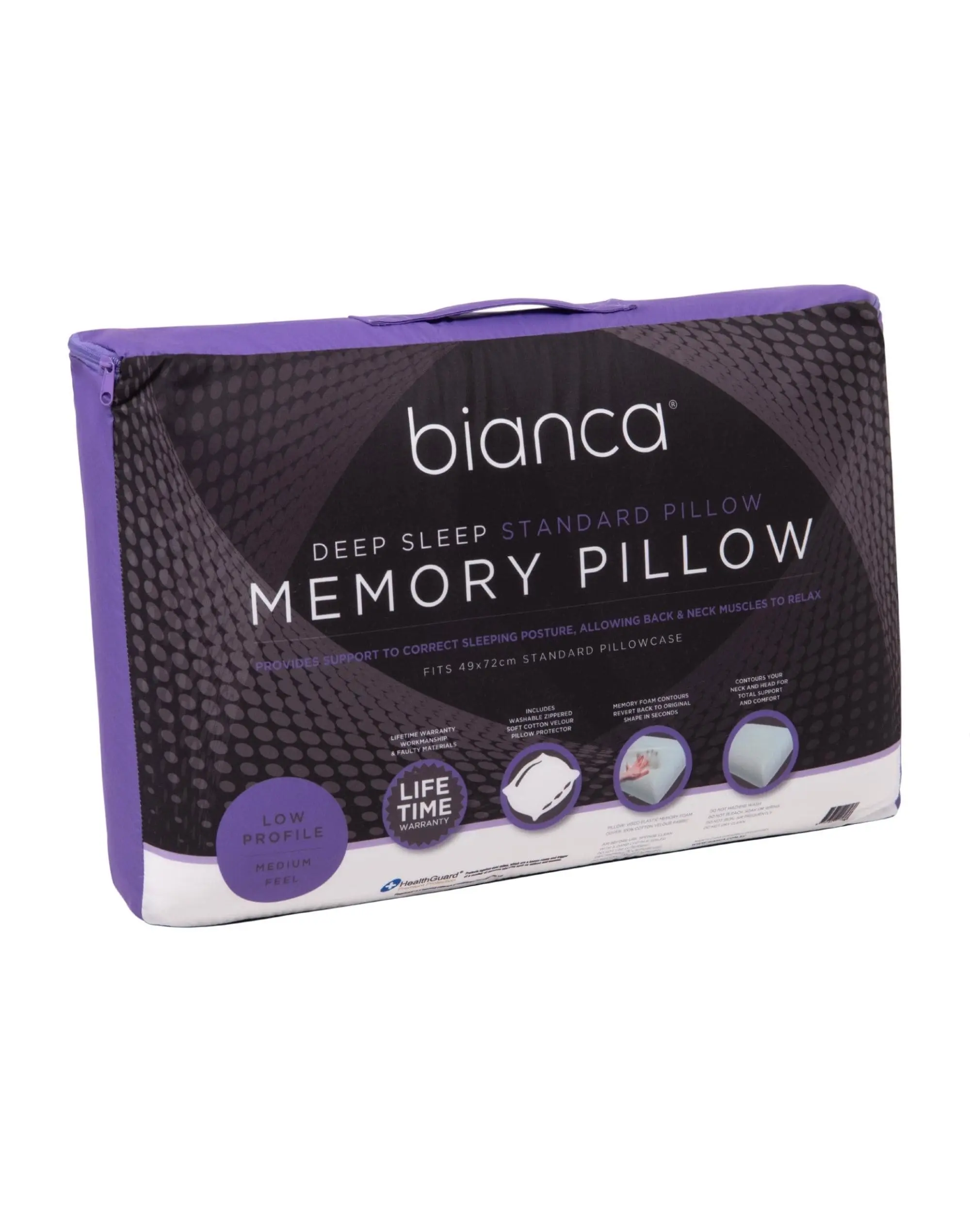 Bianca Bedding DEEP SLEEP STANDARD MEMORY FOAM PILLOW LOW PROFILE - Home & Garden