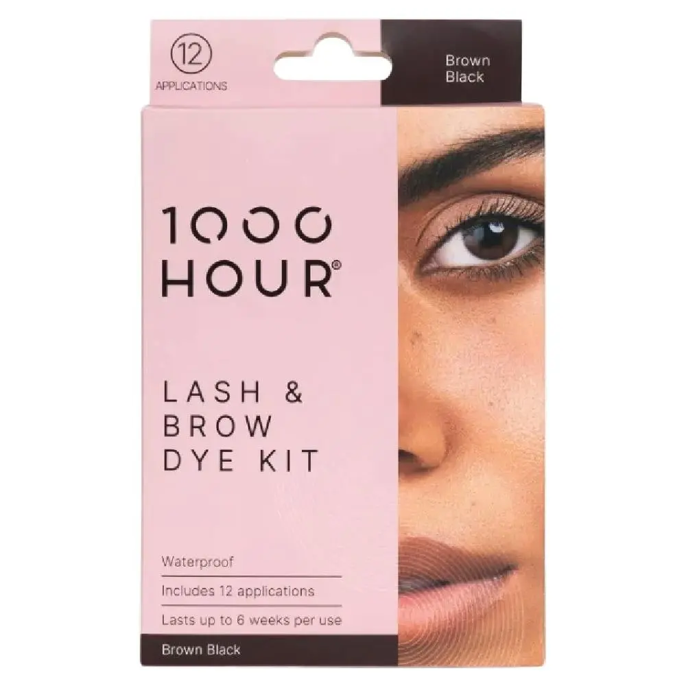 1000 Hour Eyelash and Brow Dye Kit Brown Black 1 Pack Of 12 Applications - Beauty