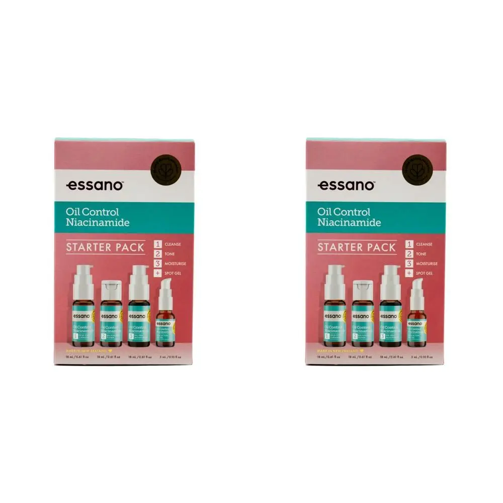 2x 4pc Essano Oil Control Niacinamide Clenser/Moisture Spot Gel Starter Pack - Beauty
