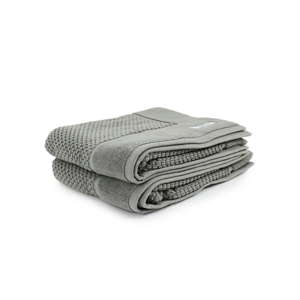 2pc Onkaparinga 60x90cm Cotton Avalon Premium Bath Mats Set 850GSM Warm Silver - Home & Garden