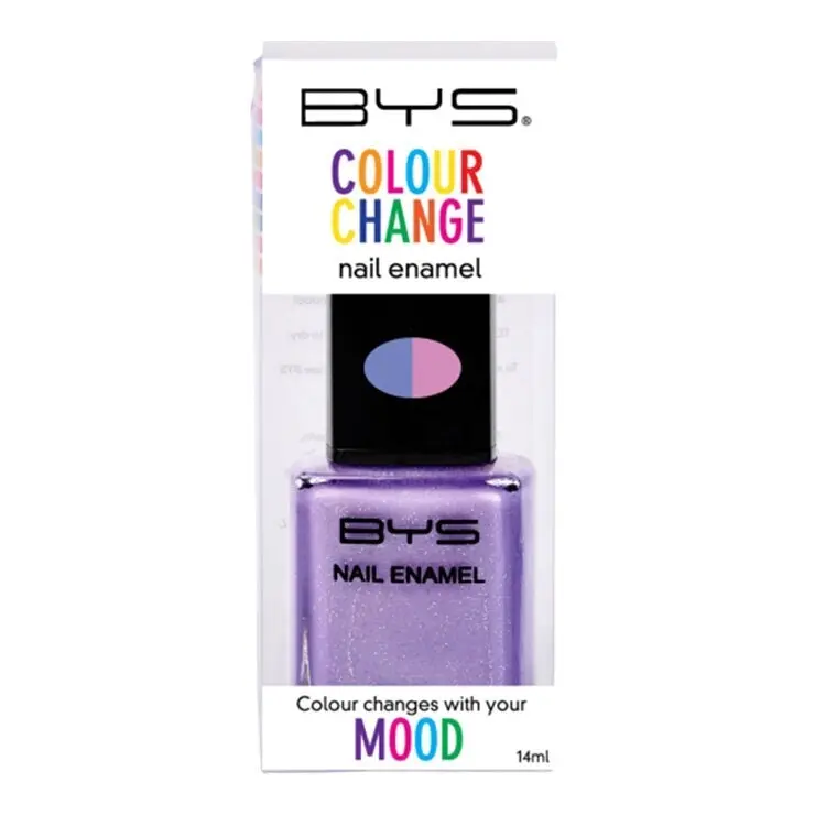 BYS Colour Change Glitter Purple Nail Polish Enamel Lacquer Long Wearing 14ml - Beauty