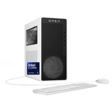 OMEN TG03-0000a TG03-0120 Gaming Desktop Computer - Intel Core Ultra 5 225F - 16 GB - 1 TB SSD - Snow White Metal, Black Metal (by1s8aa-aba)