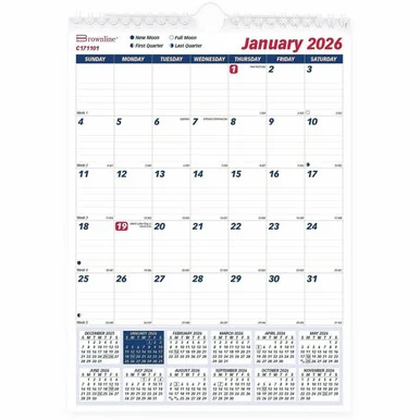 Brownline Wall Calendar Monthly 8x11" English - Professional - Julian Dates - Monthly - 12 Month - January 2026 To December 2026 - 1 Month Single Page Layout - 8" X 11" Sheet Size - White (c171101)
