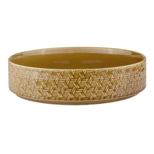 Ladelle Heath Shallow 20cm Pasta/Soup Porcelain Serving Bowl Dinner Dish Caramel - Home & Garden