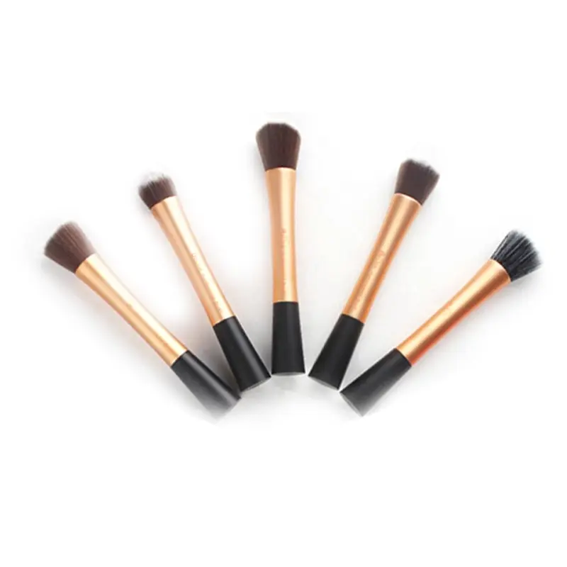5 Piece Professional Duo Fiber Makeup Brush Set Multi Task Brush Gold - Beauty