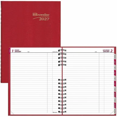 Brownline CoilPro Daily Planner, 10" x 7-7/8" , English, Red (c550cred) C550CRED_35_2