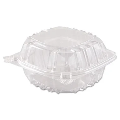 Dart Fusion C57PST1 Clearseal Hinged-lid Plastic Containers, 6 X 5 4/5 X 3, Clear, 500/carton