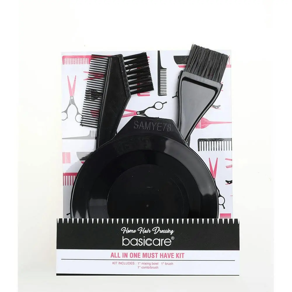 Basicare Hair Dye Kit With Mixing Bowl Brush And Comb For Home Or Salon - Beauty