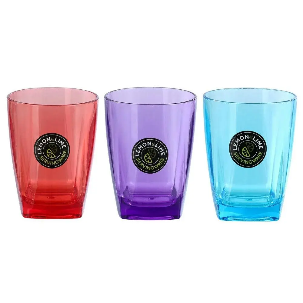 3x Lemon & Lime 450ml Deco Tumbler Drink Cup Outdoor Dining Drinkware Assorted - Home & Garden
