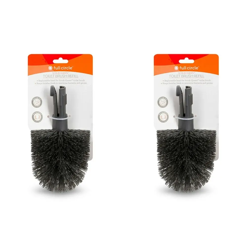 2x Full Circle Scrub Queen Toilet Brush Head Refill Replacement Cleaner Grey - Home & Garden