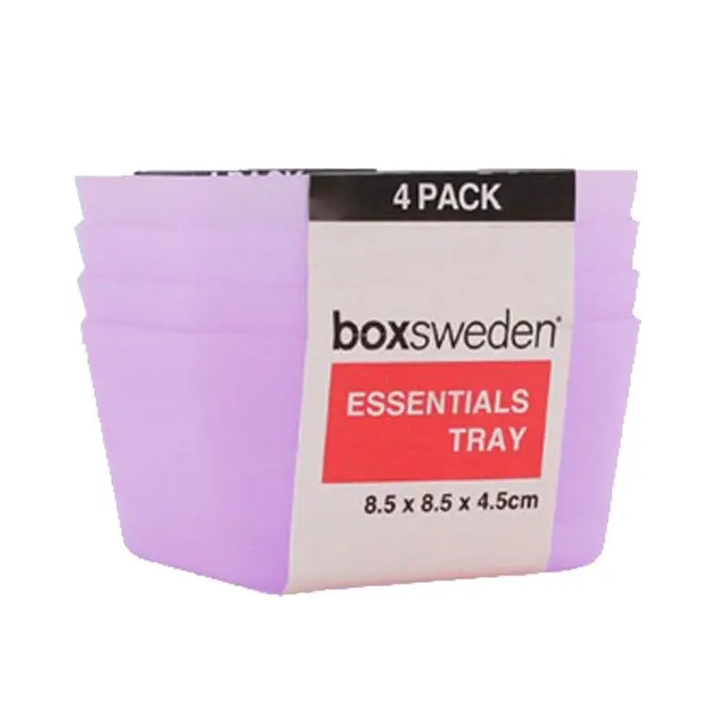 4pc Boxsweden 8.5cm Essentials Tray Storage/Organiser Home/Kitchen Assorted - Home & Garden