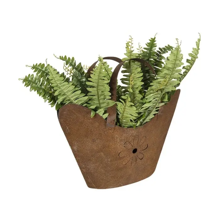 Handbag Shape 43cm Metal Planter Storage Holder Yard/Patio Garden Decor Brown - Home & Garden