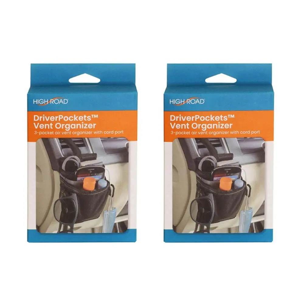 2x High Road Driver Car Pocket Vent Organiser Hanging Secure Storage Pouch Black - Automotive