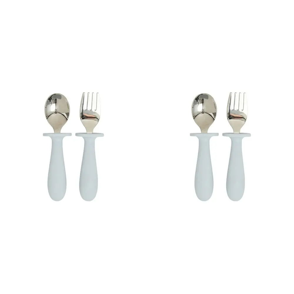 4pc Splosh Baby Lion Stainless Steel Silicone Cutlery Set Spoon/Fork Blue 0+