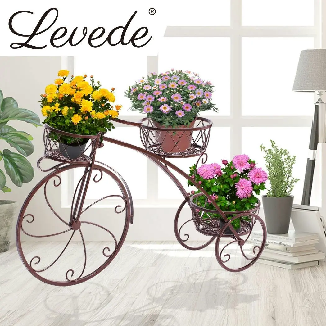 2x Levede Plant Stand Outdoor Indoor Metal Pot Garden Decor Flower Rack Shelf - Home & Garden