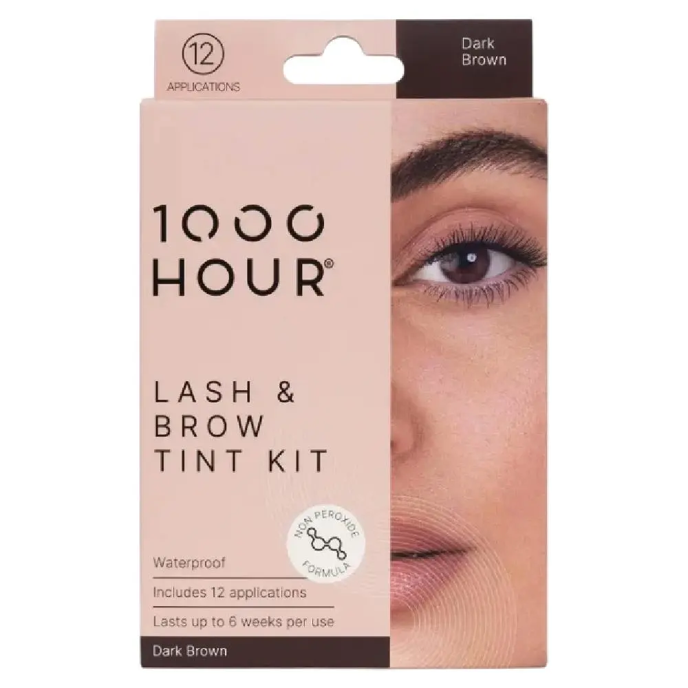1000 Hour Eyelash and Brow Non Peroxide Dye Kit Natural Dark Brown 1 Pack - Beauty