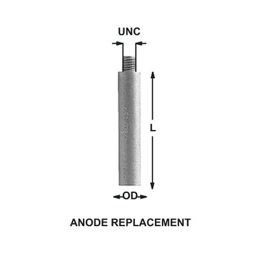 Panther Products CMEZ1F Zinc Pencil Engine Anode 3/8 UNC x 1/2 x 1-1/4"