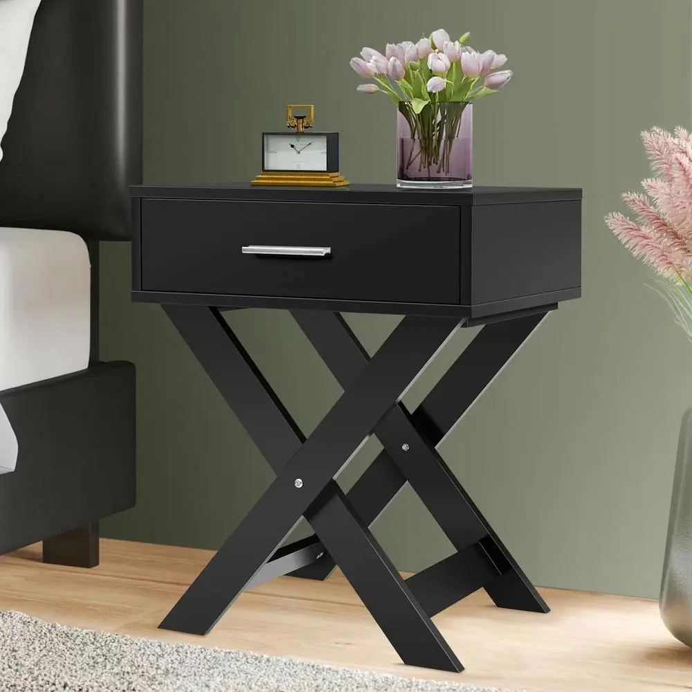 Alfordson Bedside Table French Country Black - Furniture