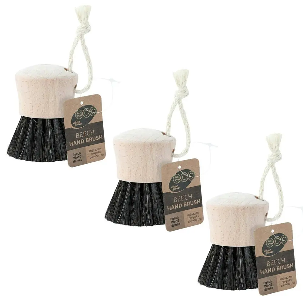 3x White Glove 6cm Eco Beech Wood Hand Brush Floor/Bathroom Mould/Dirt Cleaner - Home & Garden