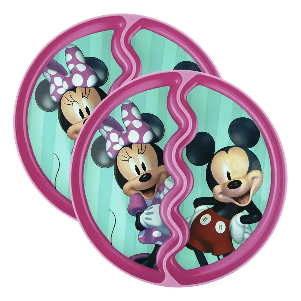 2x Disney Junior Minnie Mouse Children's/Toddler Suction Dinner Plate 12m+ Pink - Baby