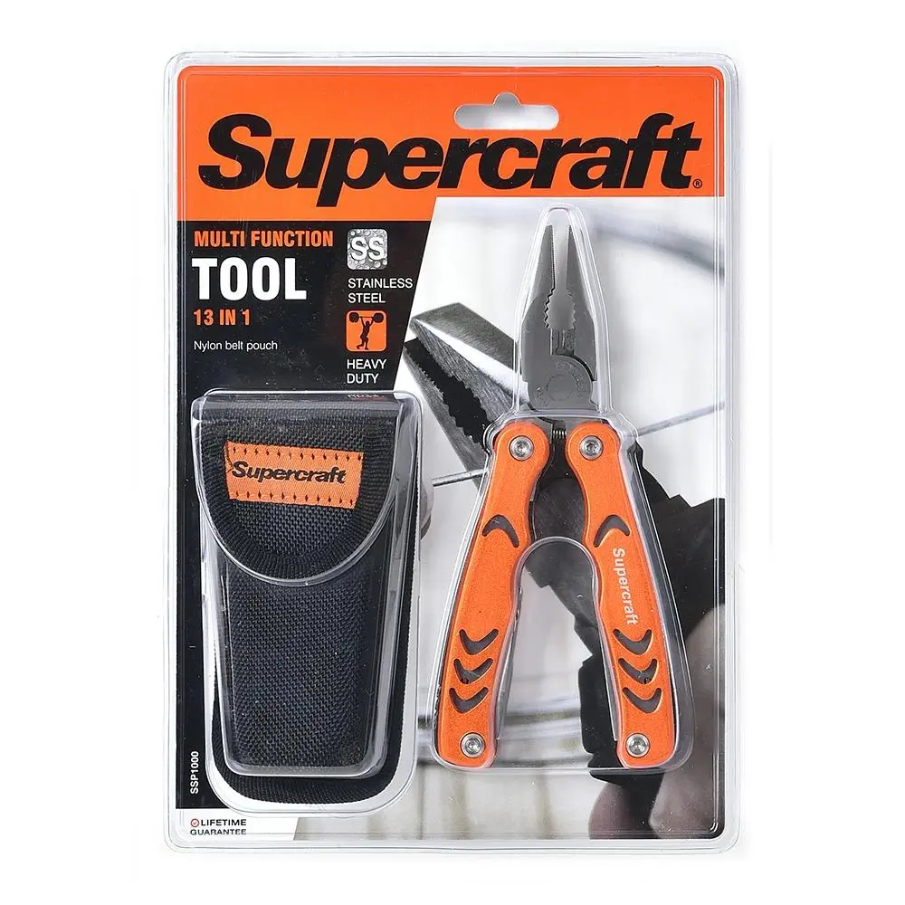 Supercraft 13 In 1 Stainless Steel Portable Multitool Pliers Anodised Tool Set - Hardware