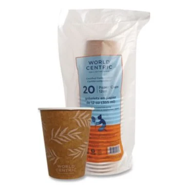 World Centric CURTPA12 Paper Hot Cups, 12 Oz, Natural, 20/pack