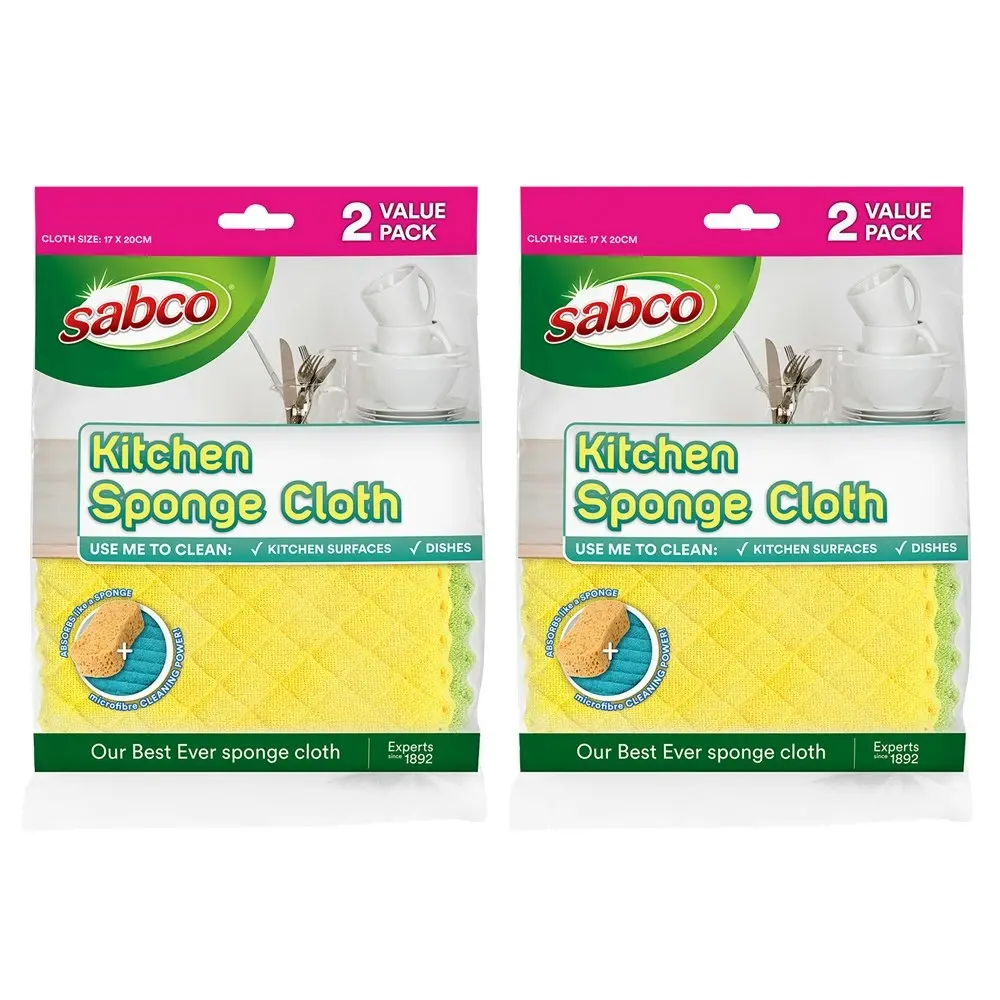 4x Sabco Kitchen/Bathroom Sink Dish Table Sponge Appliance Cleaning Wipe Cloth - Home & Garden