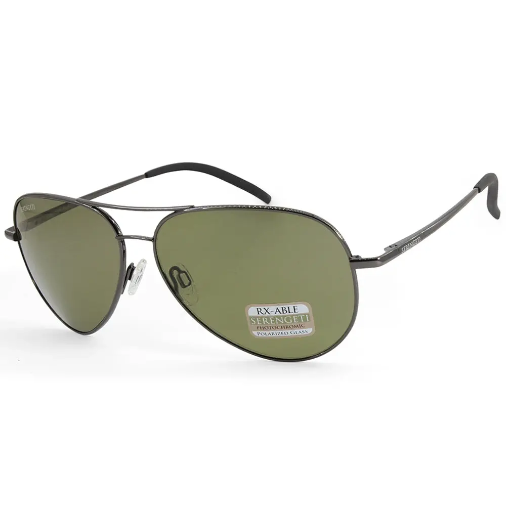 Serengeti Carrara Shiny Gunmetal/Green 555nm Polarised Men's Sunglasses 8294 - Fashion