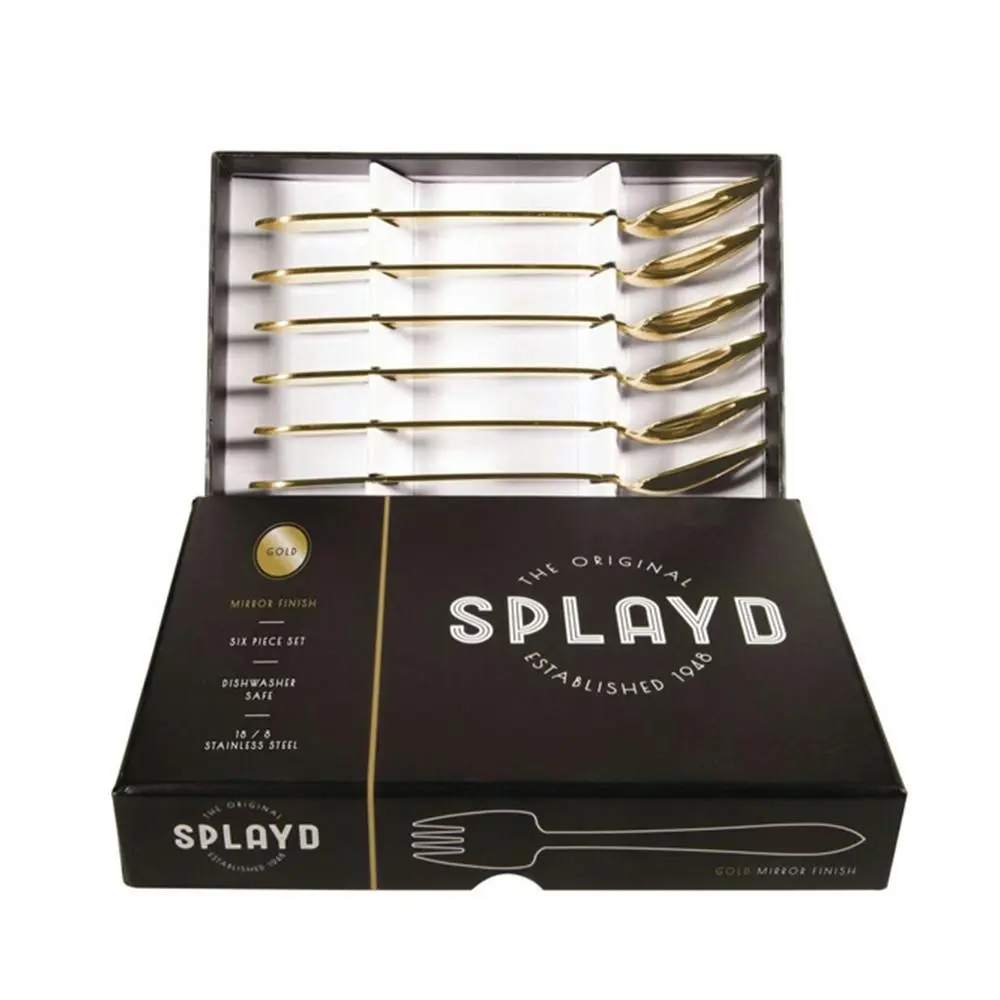 6pc Splayd Black Label S/S Gold Mirror Spork Cutlery Kitchen Utensil Set - Home & Garden