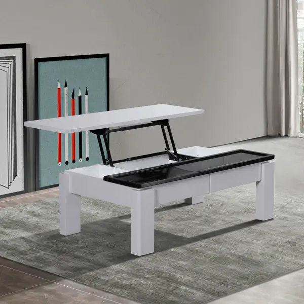 Coffee Table High Gloss Finish Lift Up Top MDF Black & White Colour Interior Storage - Furniture
