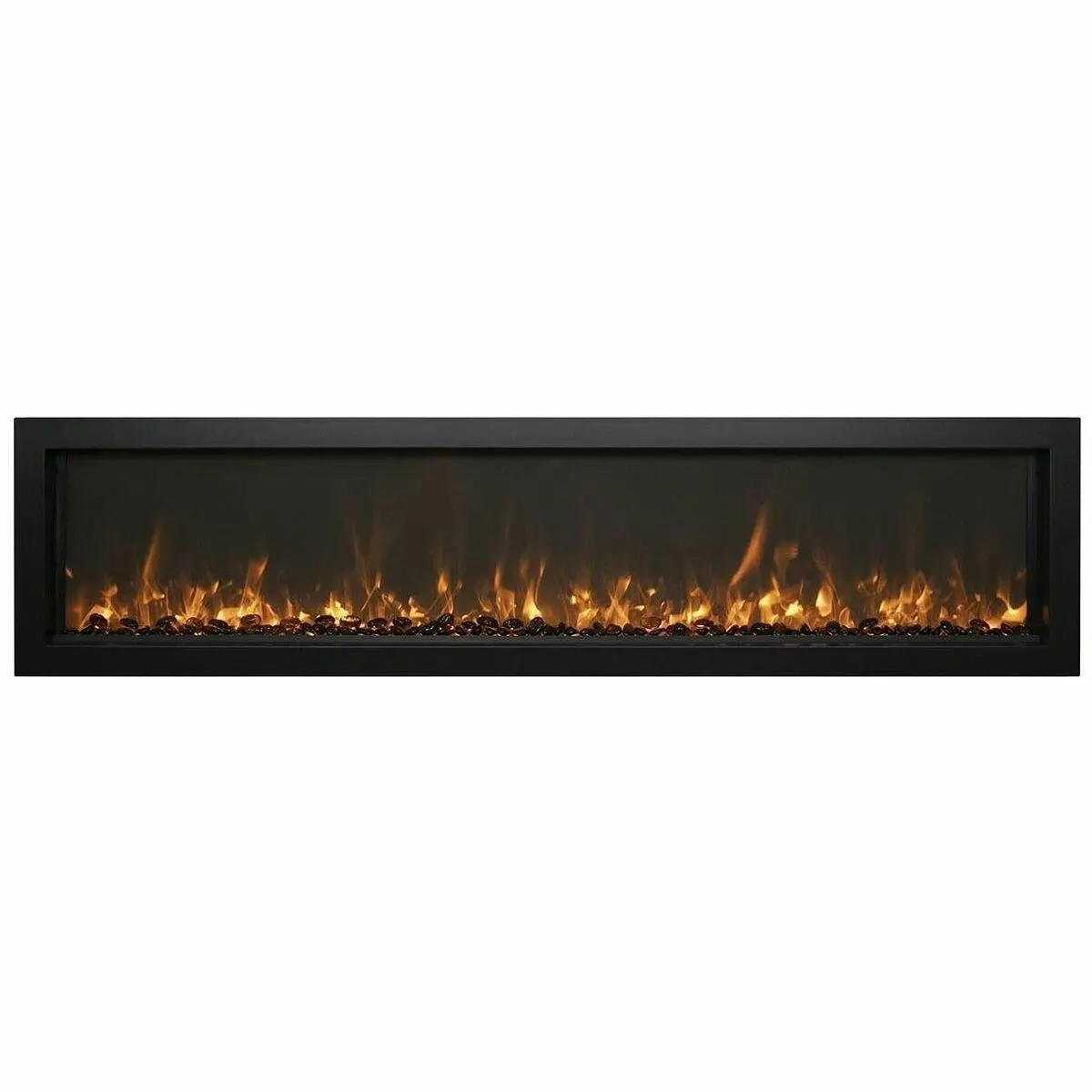 Remii 55 Inch Extra Slim Indoor Built-In Electric Fireplace with Black Steel Surround
