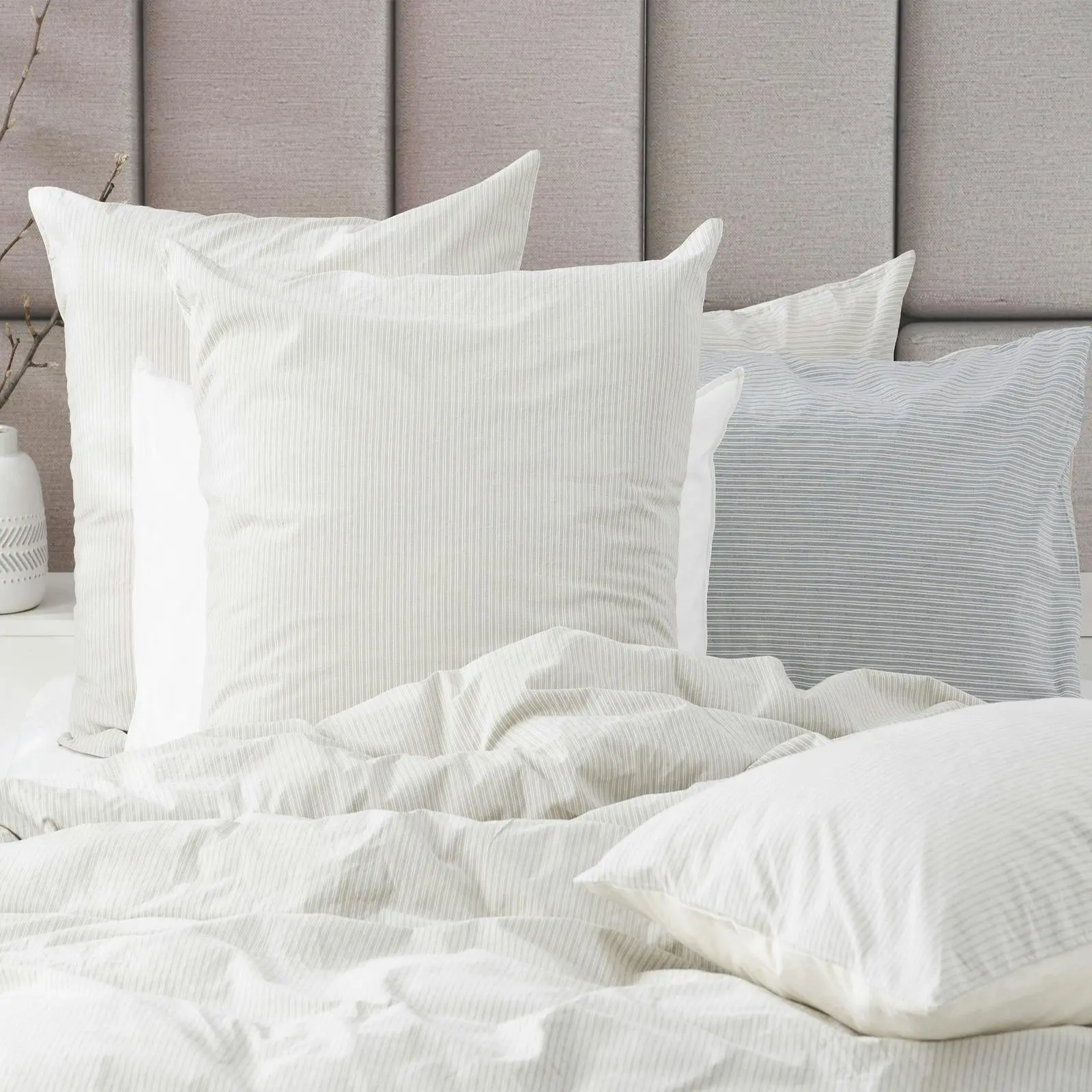 Renee Taylor Portifino Yarn Dyed vintage Washed Cotton Euro Pillowcase Moon Mist - Home & Garden