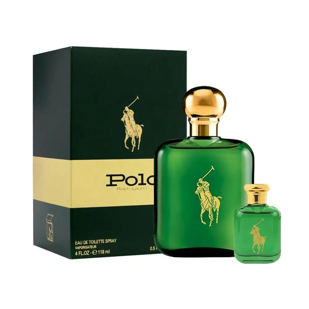 2pc Ralph Lauren Polo Green 118ml EDT Fragrance w/ 15ml Natural Spray Set Men - Beauty