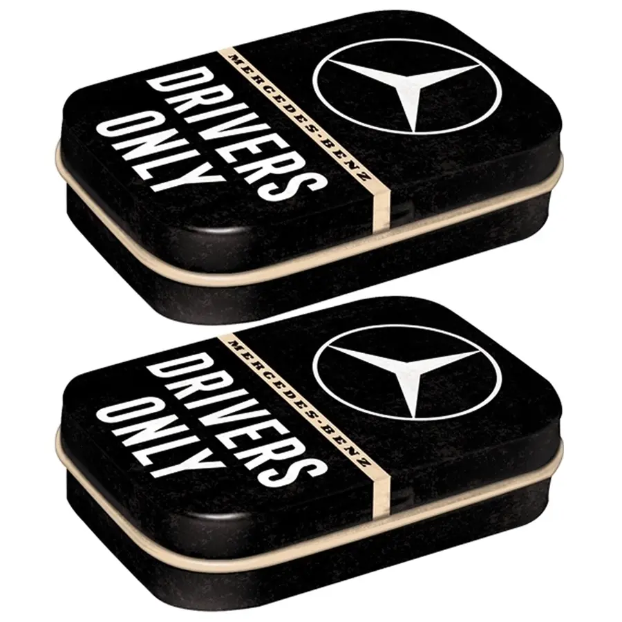 2x Nostalgic Art 6cm Mint Tin Box Mercedes Benz Drivers Only Fresh Breath Candy - Groceries