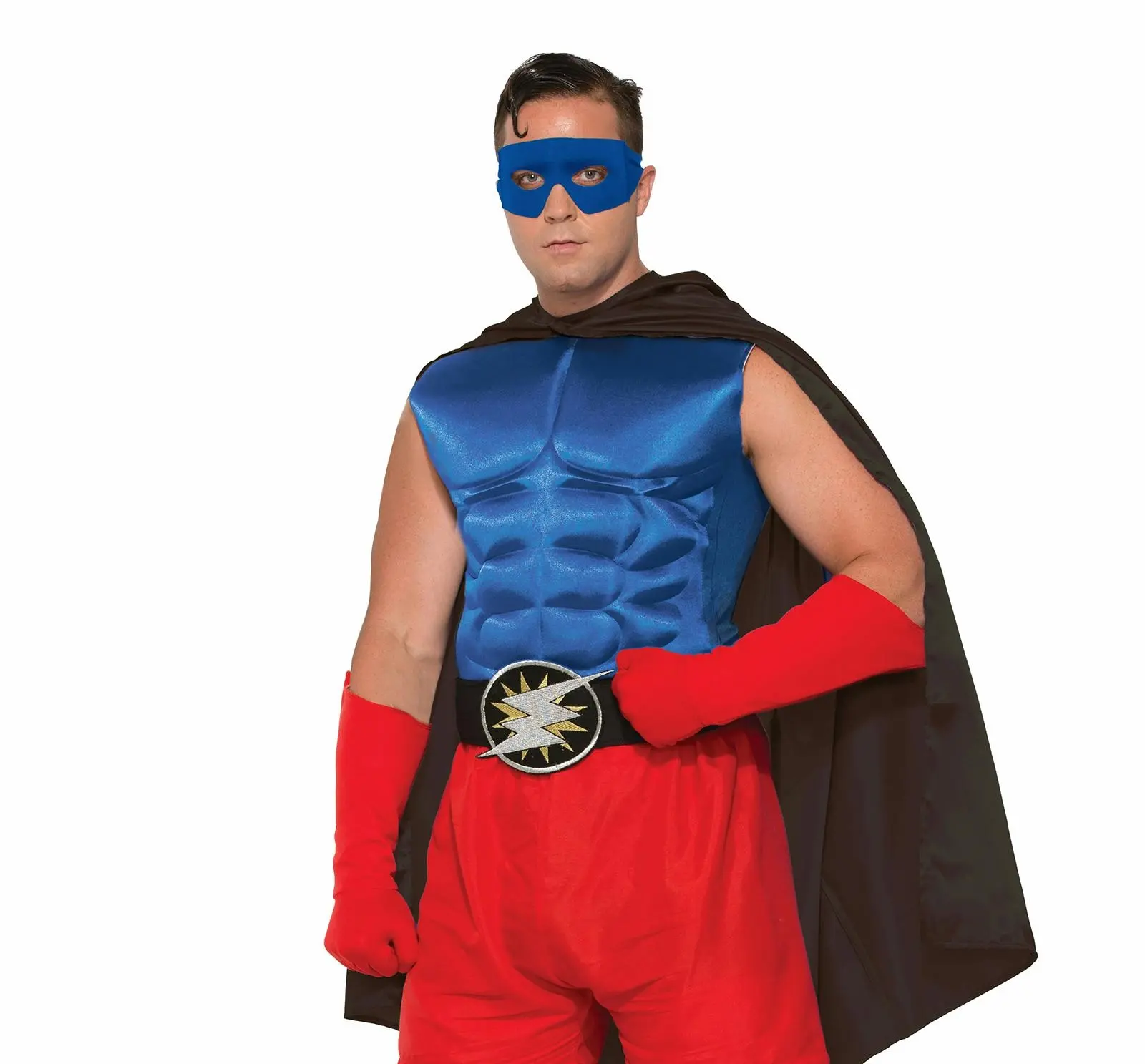Hero Muscle Chest Sleeveless Men's Superhero Adult Costume Party One Size Blue - Fashion