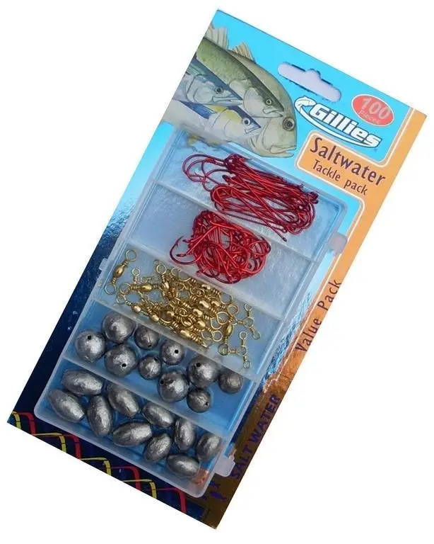 Gillies 100 Piece Saltwater Assorted Fishing Tackle Pack - Sports & Outdoor
