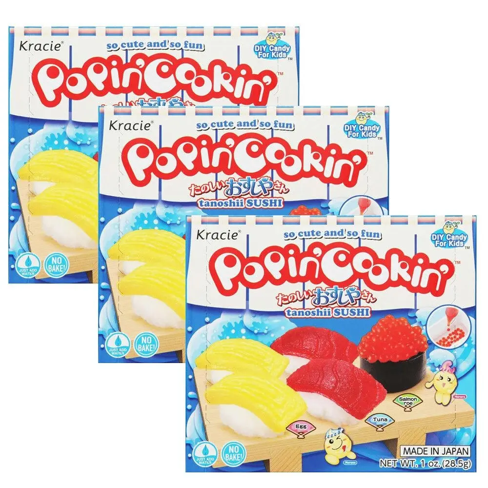 3x Kracie Popin' Cookin' DIY Sushi Japanese Candy Confectionery Sweets Kit - Groceries