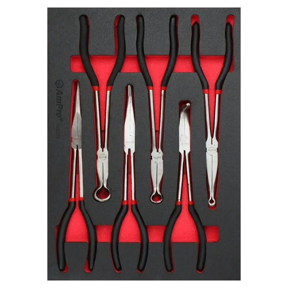 6pc Ampro Heavy Duty 11in Long Reach Nose Pliers Garage Tool Kit Set TS38383 - Hardware