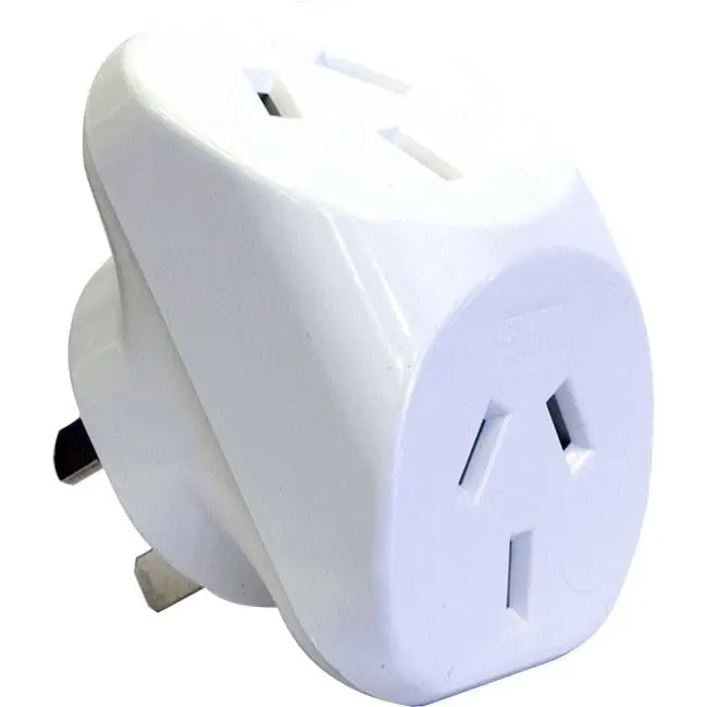 HPM 10A Mains Power Double Adaptor Twin Adapter Triangular Wall Plug White - Hardware