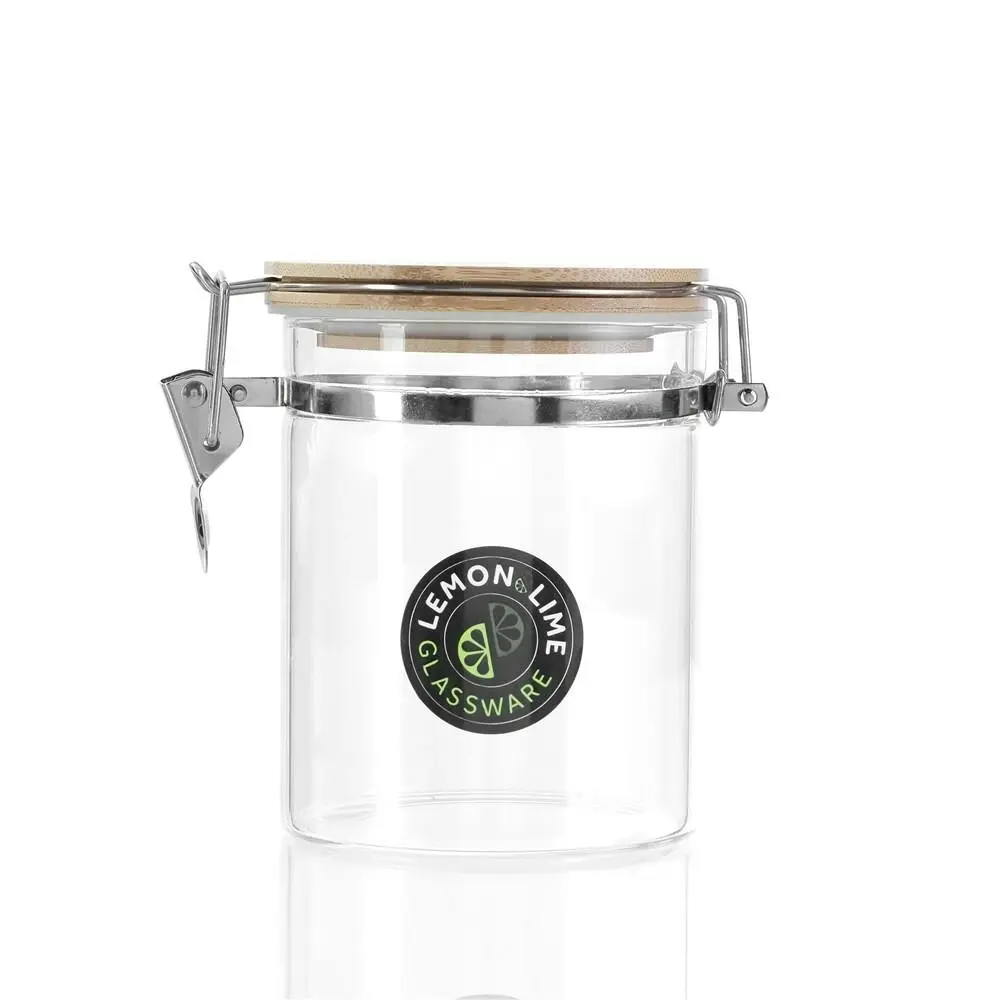 Lemon & Lime Camden 800ml/12.5cm Glass Clip Jar/Container Clear w/ Bamboo Lid - Home & Garden