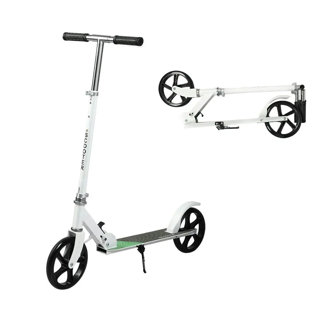 Monvelo Folding Scooter Dual Large Wheels Adjustable Adult Commuter Teen White - Sports & Outdoor